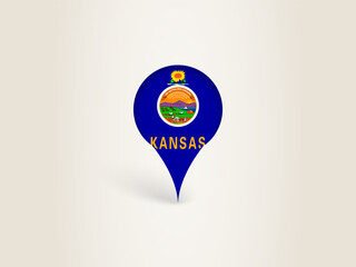 Pin Icon with Kansas National Flag.
