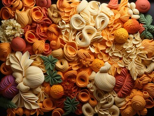 Background of different types of pasta