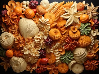 Background of different types of pasta