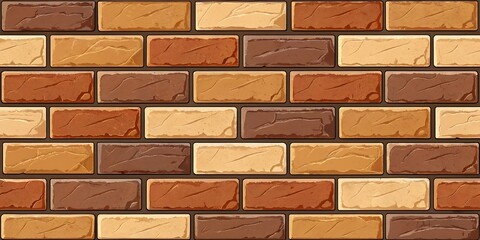 Fototapeta premium Seamless Texture of Brown Beige and Dark Brown Bricks Pattern Background