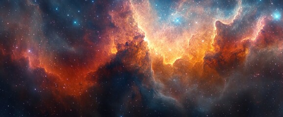 Obraz premium Cosmic Nebula, vibrant hues