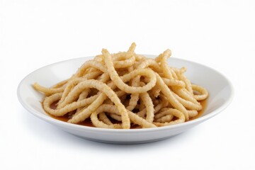 Homemade Passatelli Pasta in Broth on White Plate