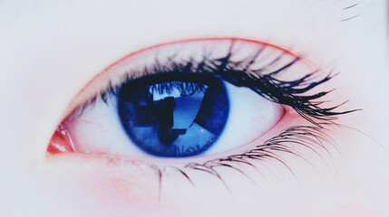 Extreme close-up of an Asian eye, framed by supple eyelashes
