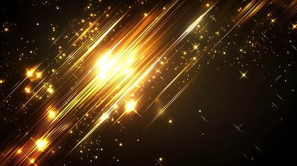 Obraz premium Golden bright lines and stars radiating a luminous aesthetic appeal