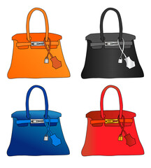 高級ブランドカバン・バッグ　エルメス　バーキン風　イラスト素材セット 2