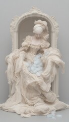 Fototapeta premium Pale figure in ornate frame, draped in flowing fabric
