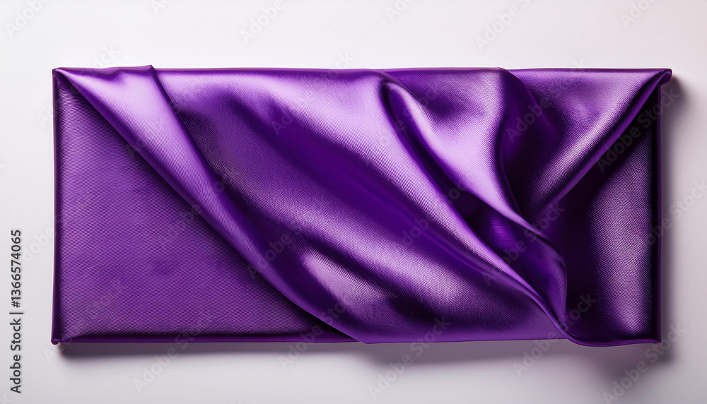 Poster purple fabric lies on a surface. the shiny material folds over in smooth curves. a bright color cove
