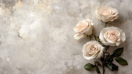 Elegant arrangement of soft pink roses on a textured background, conveying beauty and tranquility for decor use
