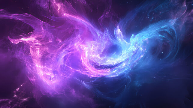 A mystical aura surrounds a swirling purple and blue flame that seems to emanate an otherworldly power and mystique , enchanted, blue, aura. Otherworldly Aura. Illustration