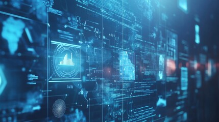 Fototapeta premium An AI powered system improving data security by analyzing threat patterns, AI-assisted intrusion detection, and real-time risk monitoring for robust cybersecurity