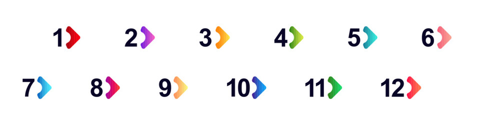 Bullet point icons with numbers for lists, ideal for presentations and step-by-step guides.