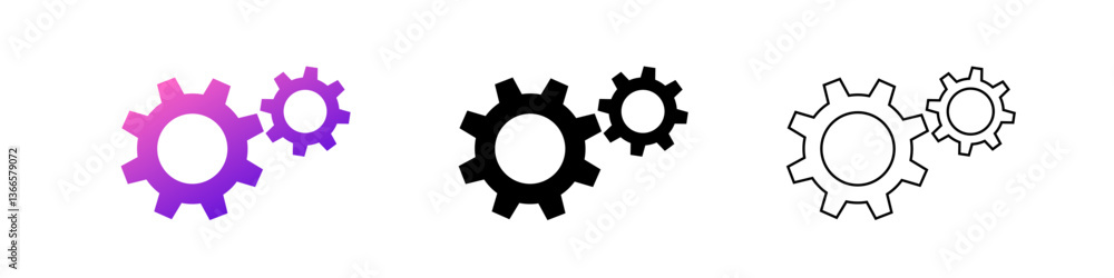 Poster ai gear icons represent artificial intelligence in technology and user interface design. versatile.