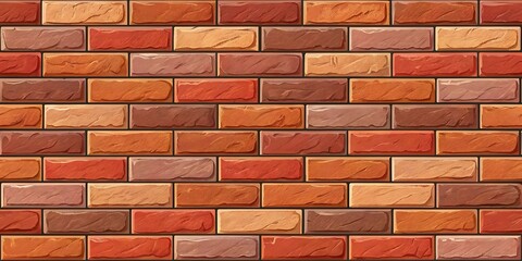 Obraz premium Seamless Texture of a Brick Wall with Varied Colors and Tones in Red Brown and Orange Hues
