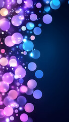 Sparkling bokeh lights, pink, blue, purple, on dark backdrop