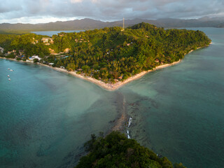 Popular beach of El Nido, Palawan during Golden hour.