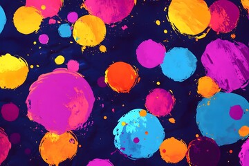 Neon Circular Paint Bursts Seamless Pattern