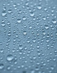 Close-up of numerous water droplets on a gray surface, macro, photography, water drops