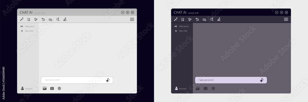 Poster ai chat interface featuring light and dark themes for enhanced user experience and interaction.