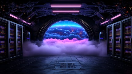 Futuristic Server Room View
