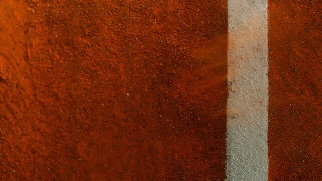 Tennis Ball Hits Clay Court Near Line in Super Slow Motion, 1000fps.