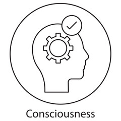 Consciousness Icon, Exploring the Depths of Consciousness, The Science and Mystery of Consciousness, vector