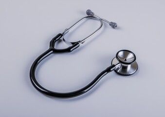 Black stethoscope on gray surface