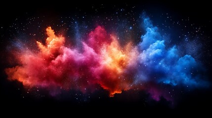 Fototapeta premium Colorful abstract clouds and stars against a black background in space