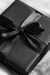 A gift with a ribbon symbolizing presents, black-filled on white