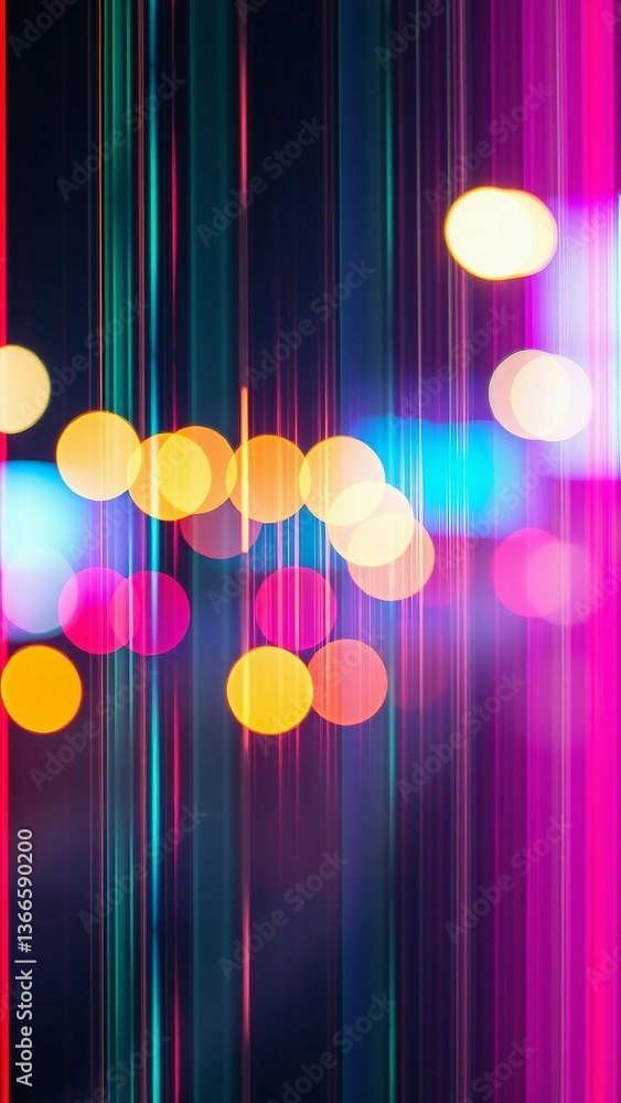 Poster abstract digital glitch with vibrant lights and distorted patterns vertical