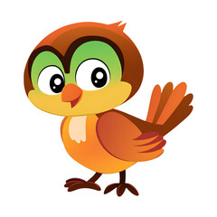 Naklejka premium Cute Cartoon Bird Illustration Transparent PNG