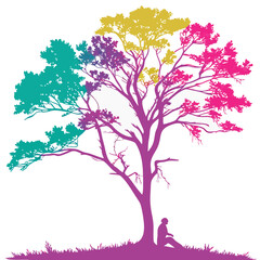 Obraz premium Pink spring blossoms on a vector tree branch