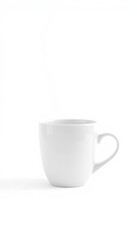Fototapeta premium A pristine white ceramic coffee cup sits alone against a stark white backdrop, ceramic, steam, beverage