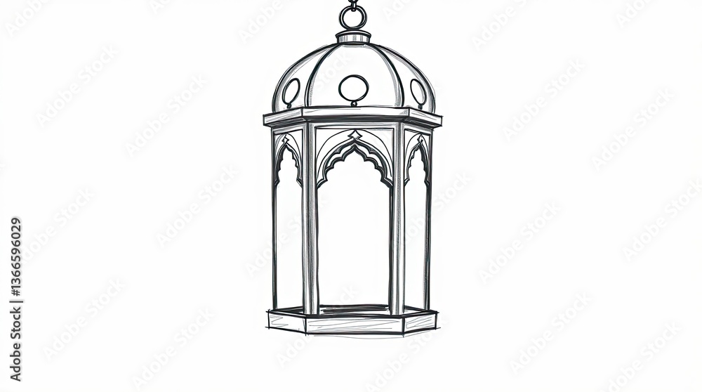 Poster sketch of an elegant hanging lantern with intricate detail