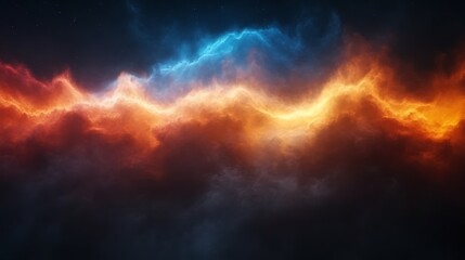 Vivid orange and blue celestial clouds against a dark sky