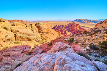 Red Rock Canyon Stratified Formations at Sunset View