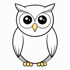 Fototapeta premium Cute brown owl vector art, a wise cartoon character with big eyes on a branch