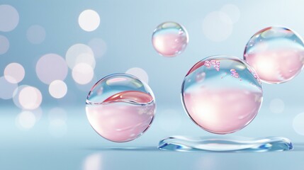 Close-up shot of bio essence absorbing into soft skin, glowing radiant effect, ultra-clear sharp lighting