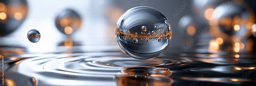 Poster mesmerizing arrangement of glossy spheres creating an ethereal atmosphere