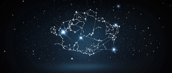 Digital constellation illustration in a starry night sky