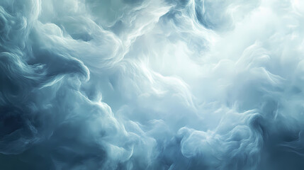 Obraz premium Ethereal winter sky with swirling clouds of pale blue and grey, whispering clouds, serene and peaceful, atmospheric depth. Whispering Clouds. Illustration
