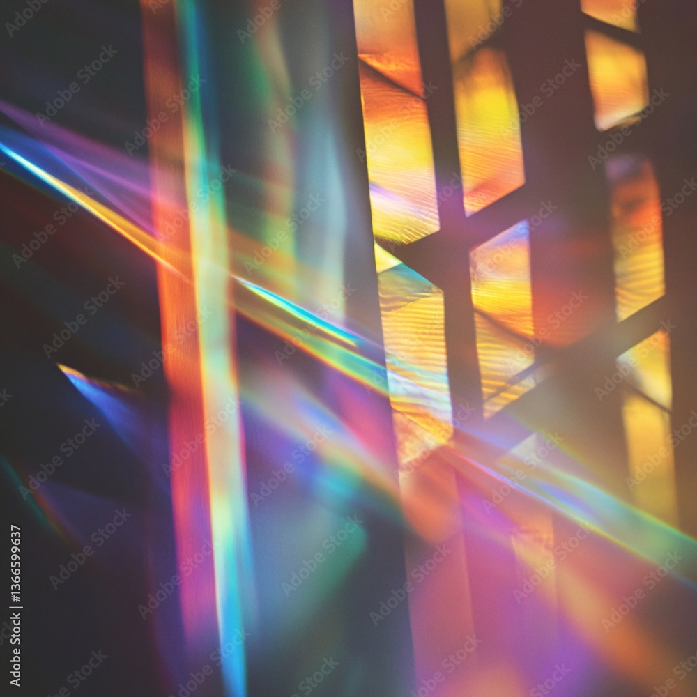 Poster ethereal display of colorful light refractions producing a rainbow effect
