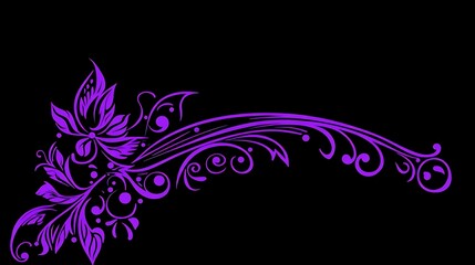 An elegant purple floral design against a black background