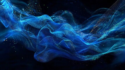 Obraz premium Captivating deep blue data streams representing advanced AI holography