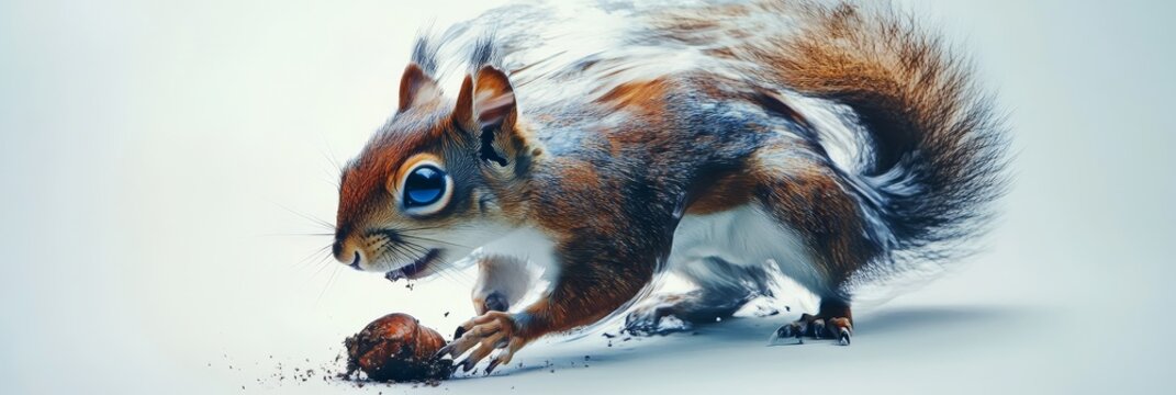 Squirrel reaching for a buried nut eagerly