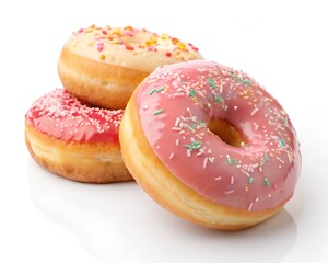 donuts with sprinkles, Delicious donut on white background