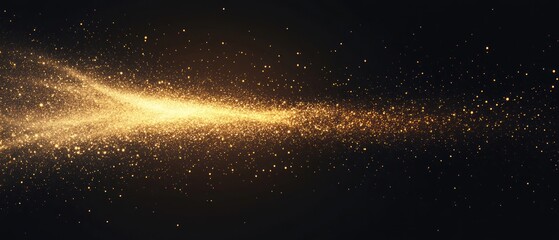 Obraz premium Golden particles swirling in a dark space background
