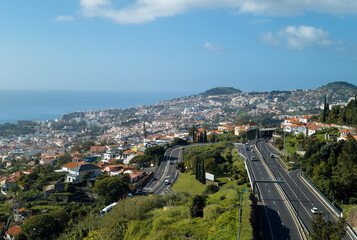 View from the top of the city of Funchal featuring highway
