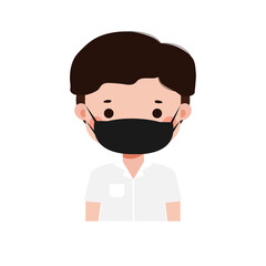 Cute Cartoon Thai student wearing face mask to protect against pm 2.5 dust Illustration flat style png