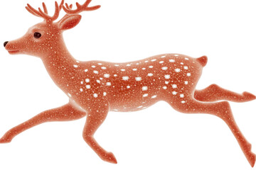 Naklejka premium Isolated Running Deer Illustration with Red and White Details on Transparent Background