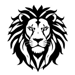 Majestic Lion Portrait: A striking, detailed illustration of a lion's head, showcasing a bold and powerful design with intricate line work and stark contrast between black and white.
